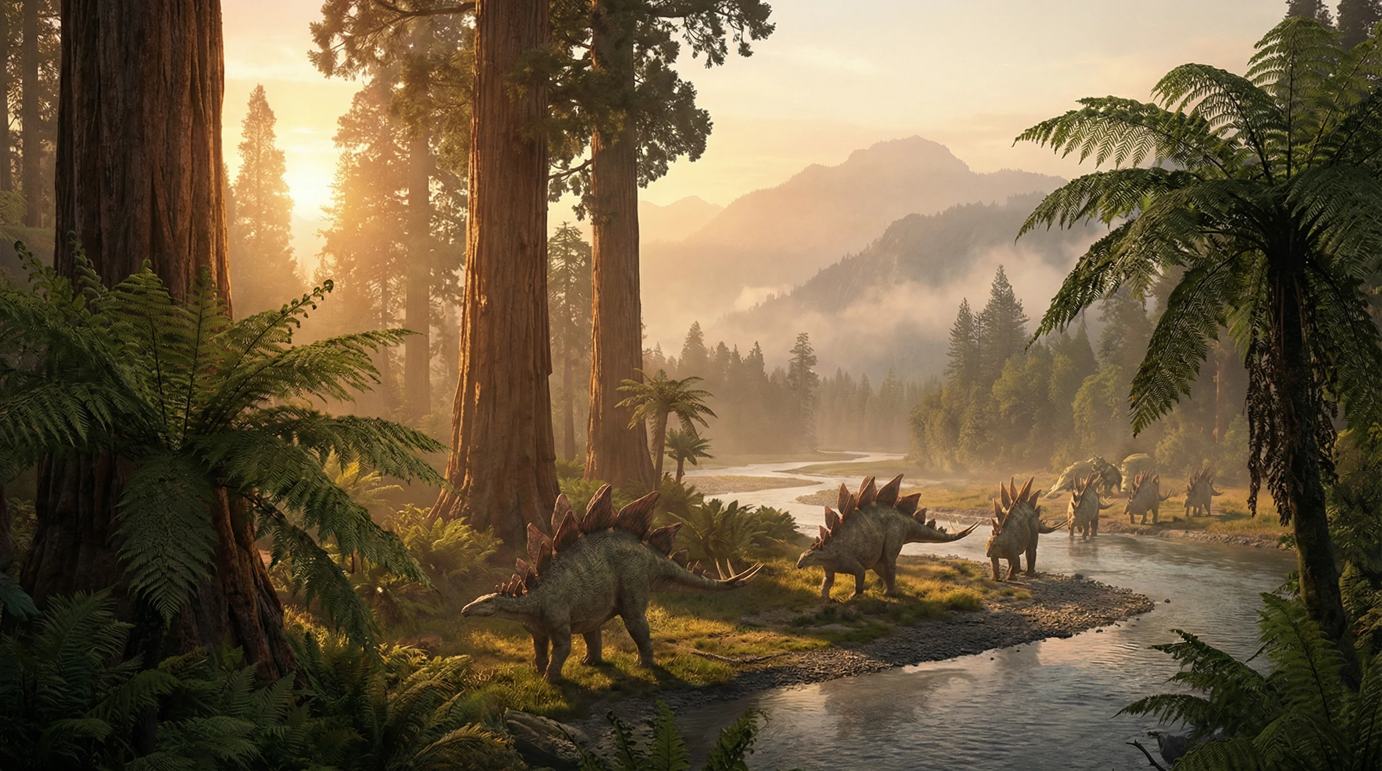 史前黄昏中漫步的剑龙群，侏罗纪棋牌探险营 星空棋牌 摄影展作品